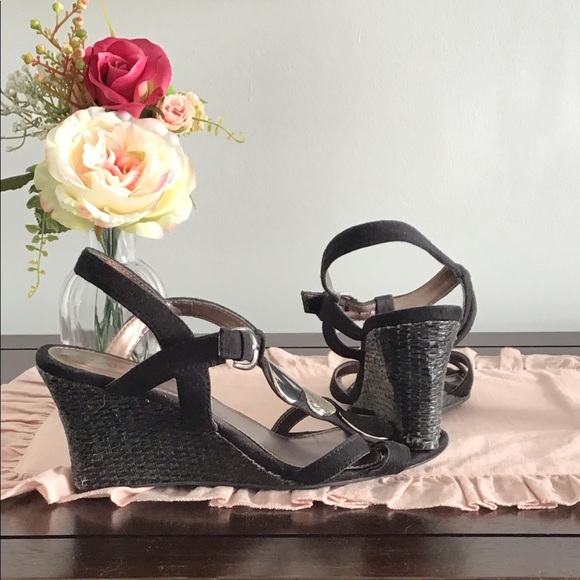 Black suede with silver studs wedges - Picture 5 of 6